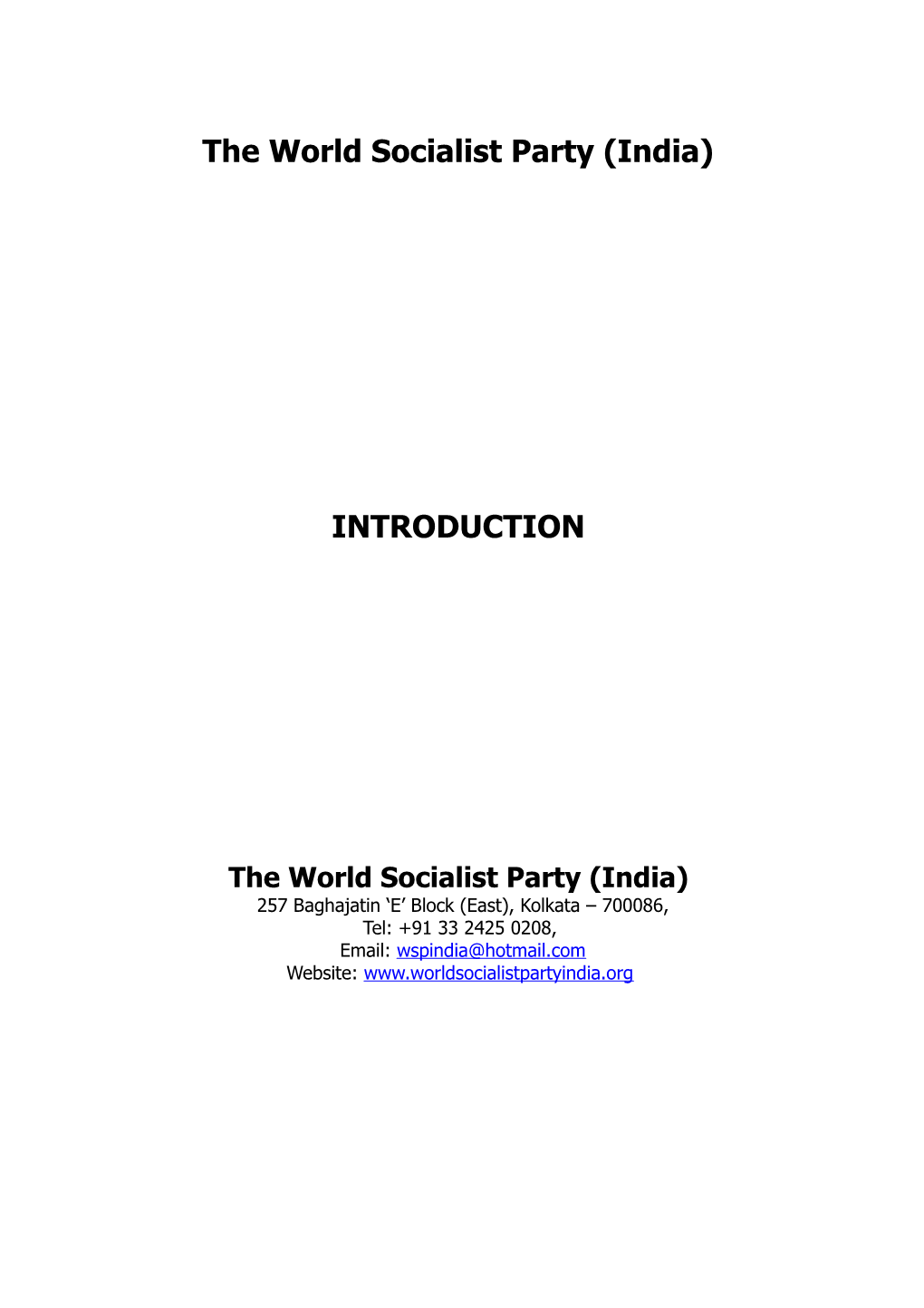 The World Socialist Party (India)