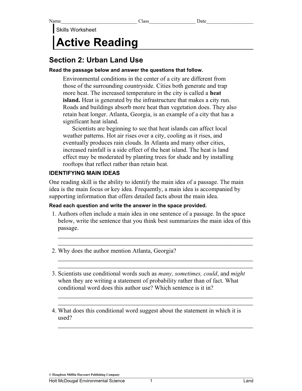 Section 2: Urban Land Use