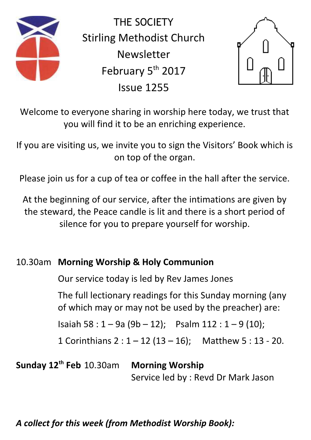 Please Join Us for a Cup of Tea Or Coffee in the Hall After the Service
