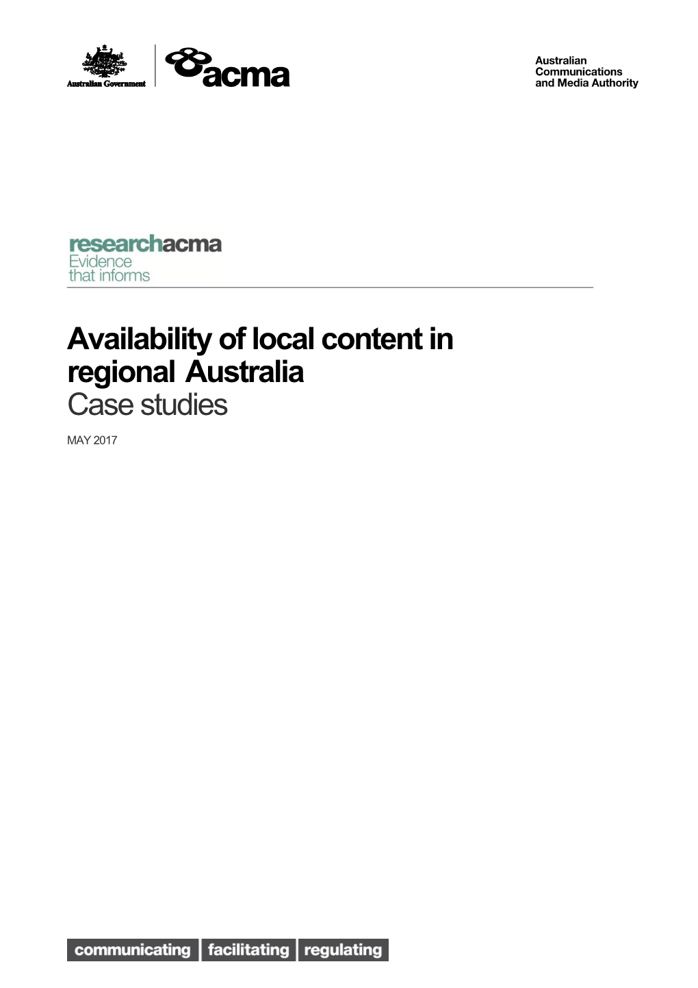 Availability of Local Content in Regionalaustralia