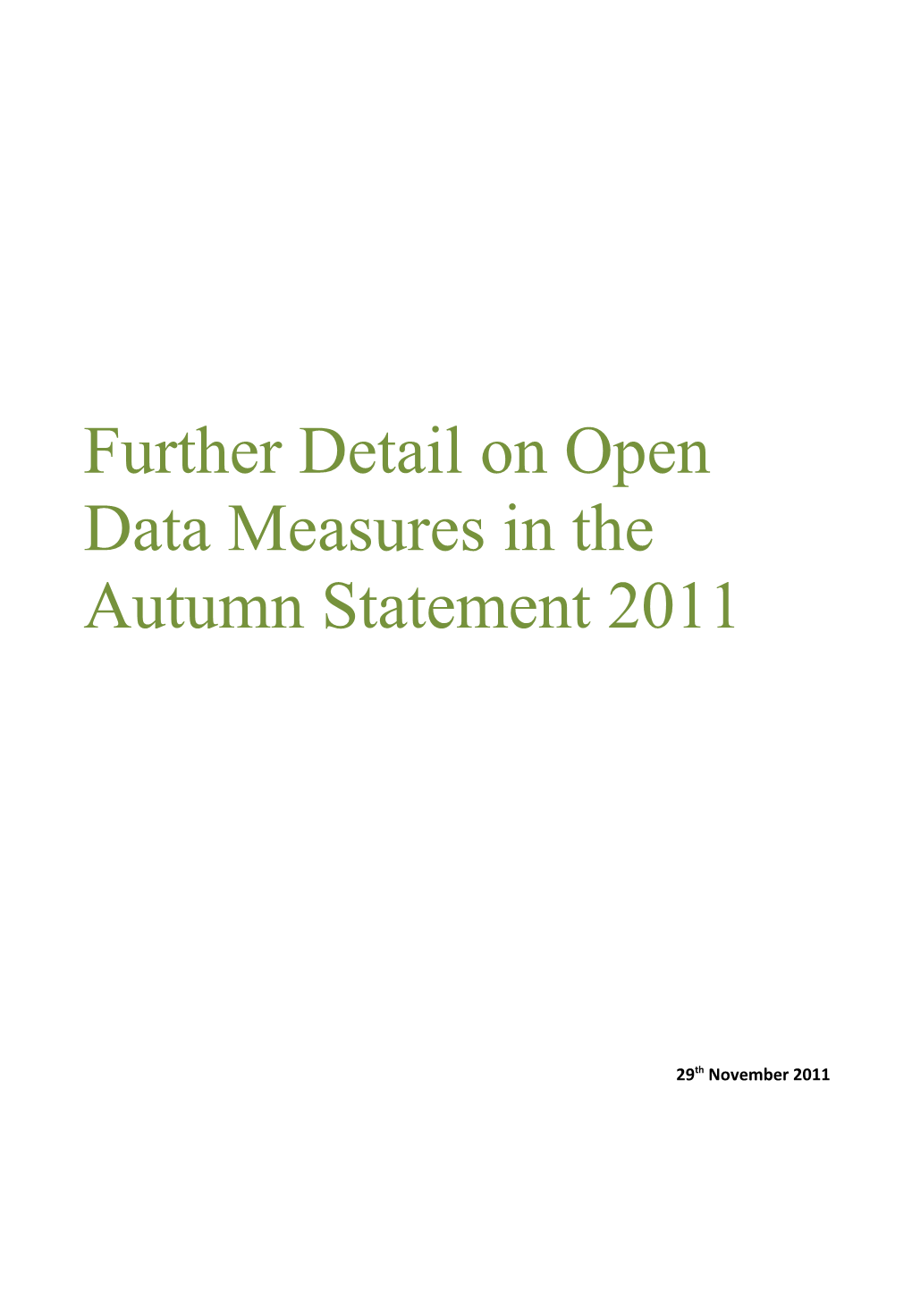 Further Detail on Open Data Measures in the Autumn Statement 2011