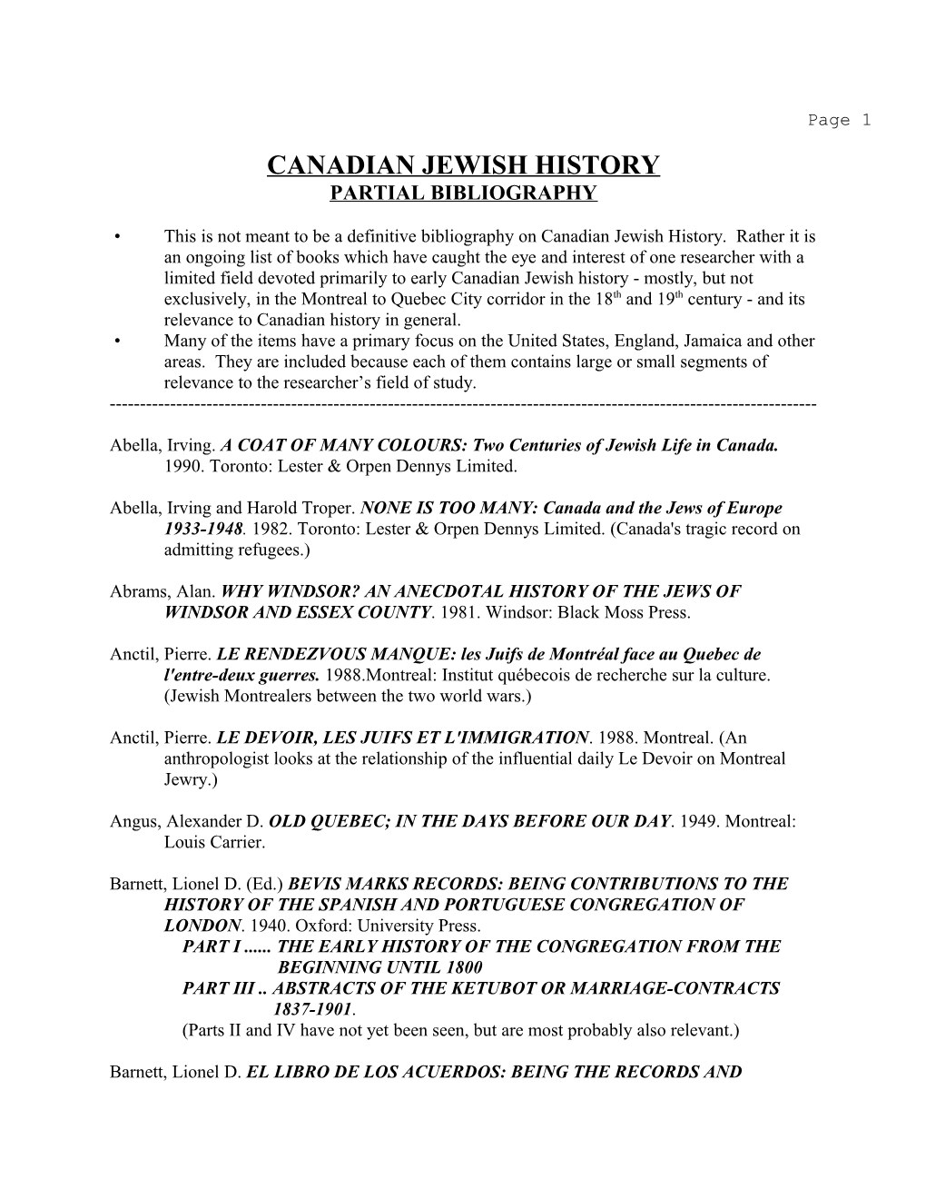 Canadian Jewish History
