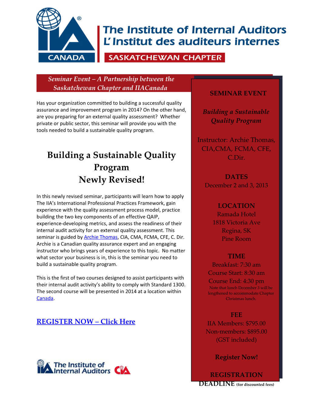 Building a Sustainable Quality Program