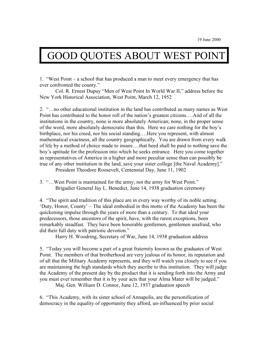 Good Quotes About West Point