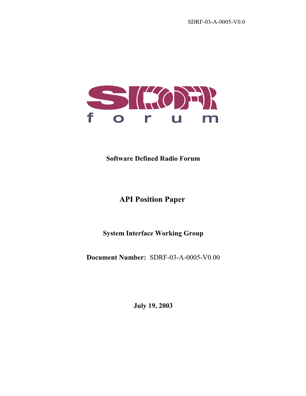 API Position Paper