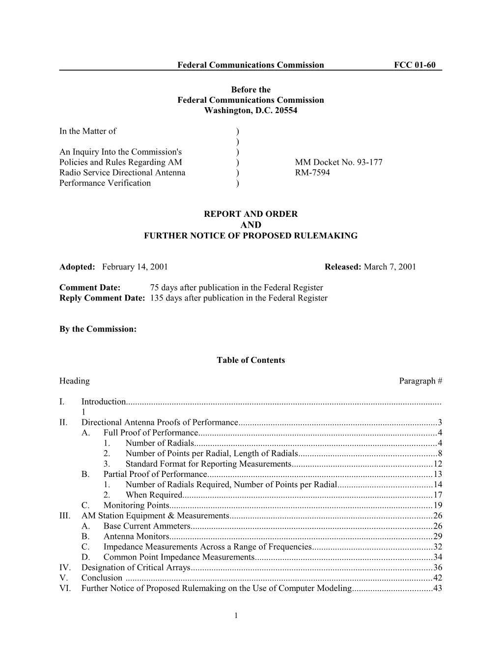 Federal Communications Commissionfcc 01-60