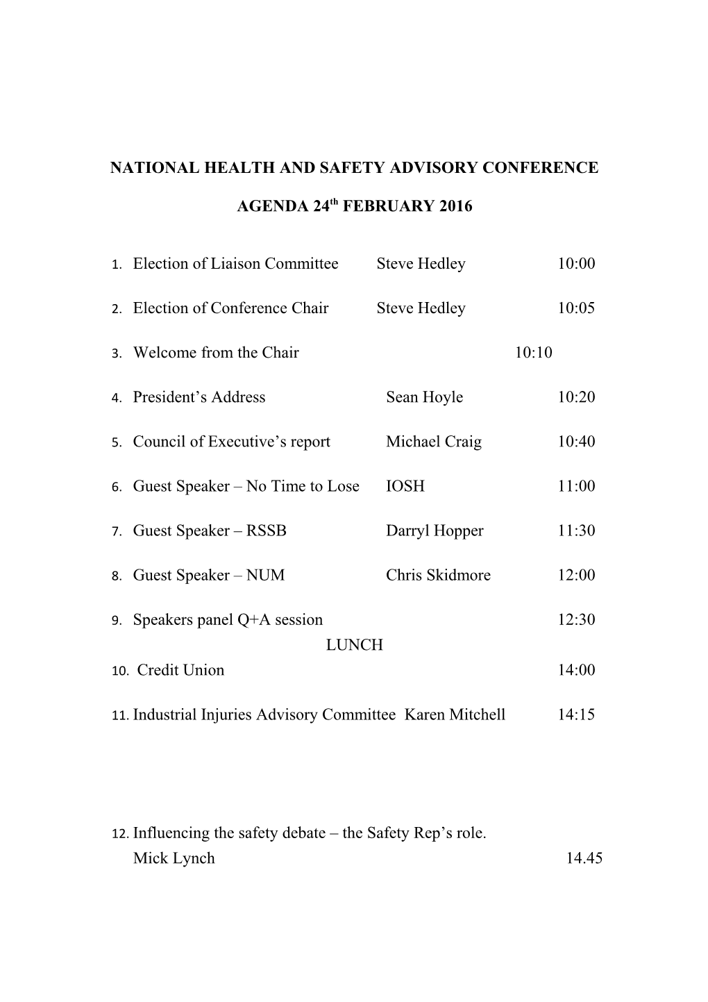 14Th NATIONAL HEALTH and SAFETY