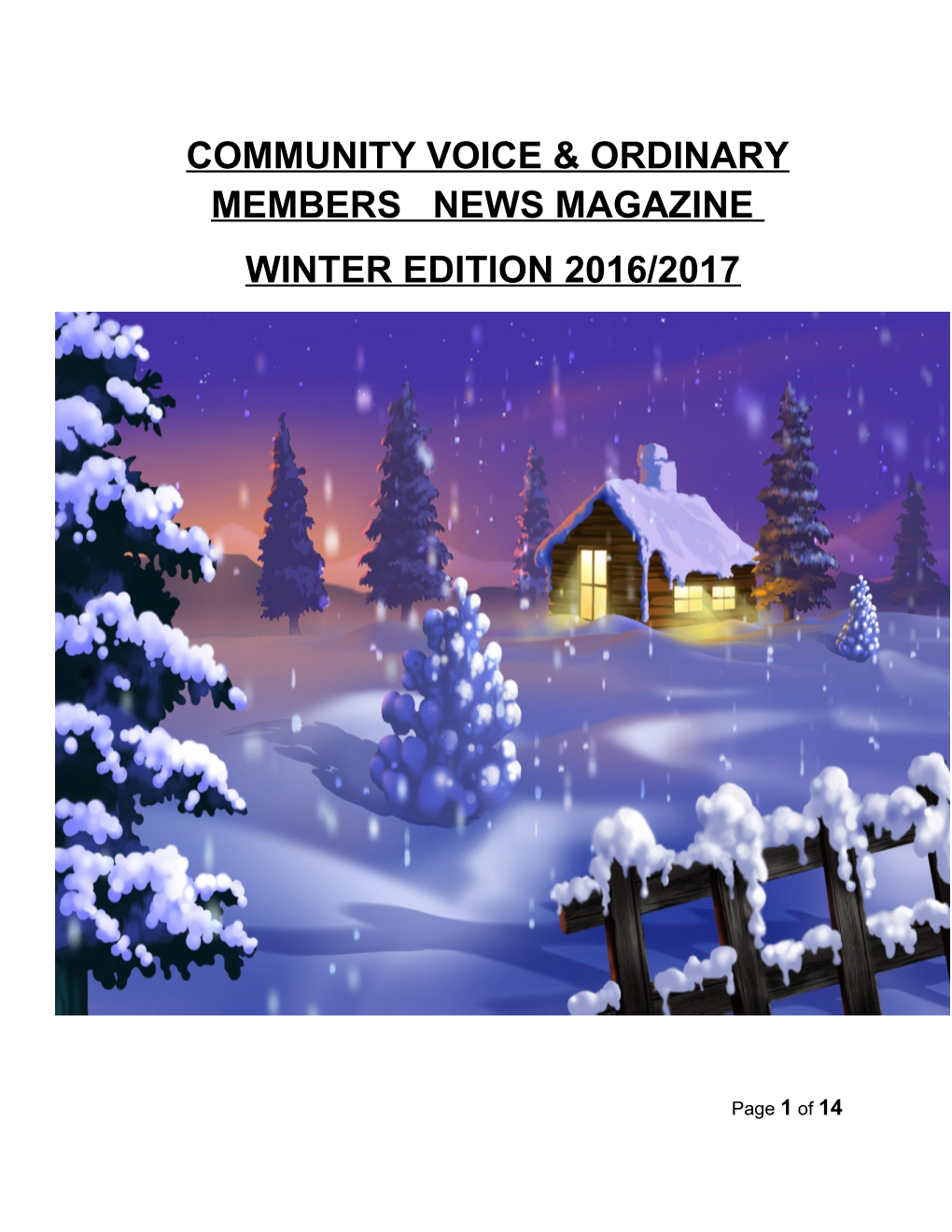 Community Voice Ordinary Members News Magazine