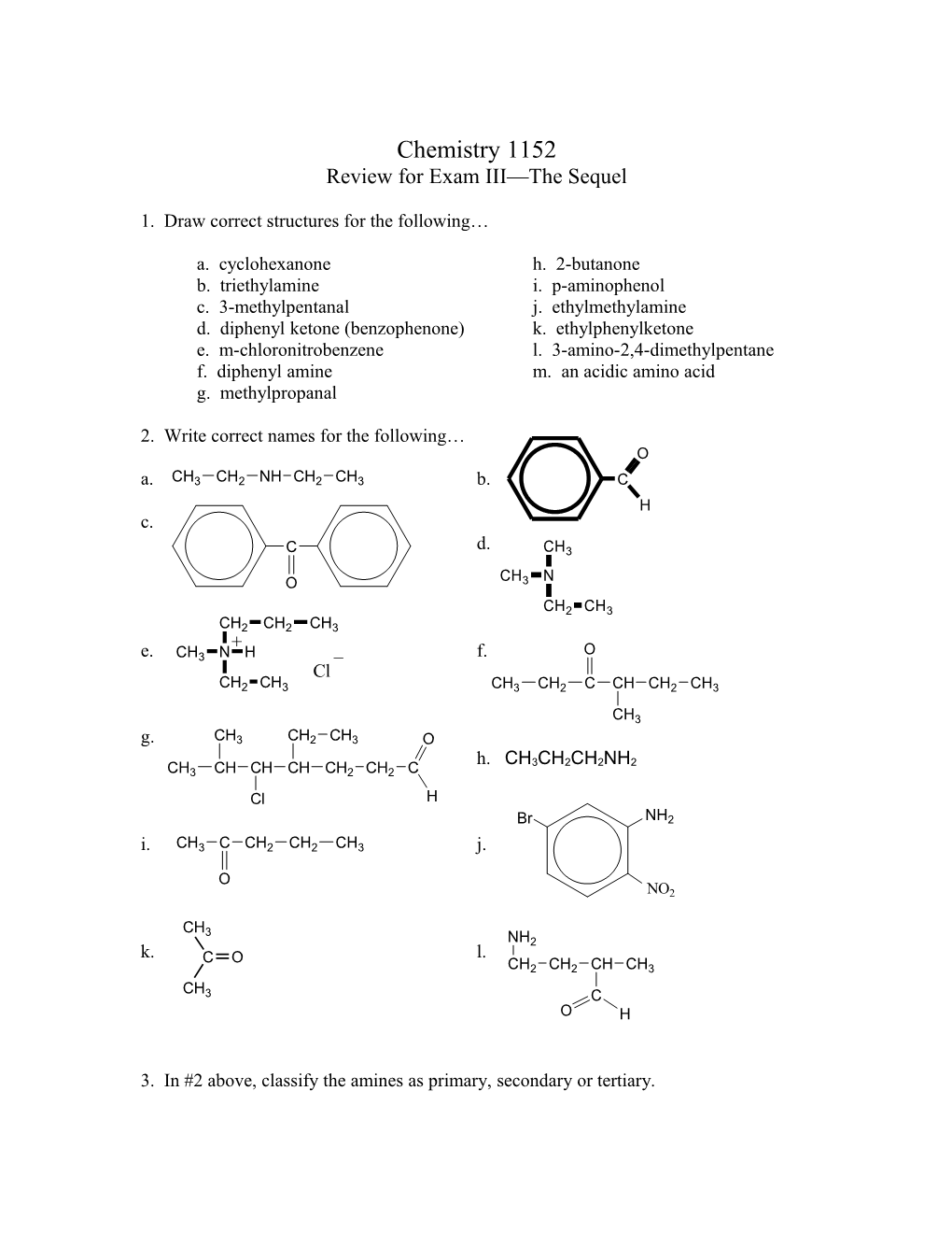 Chemistry 1152Review for Exam III the Sequelpage 1