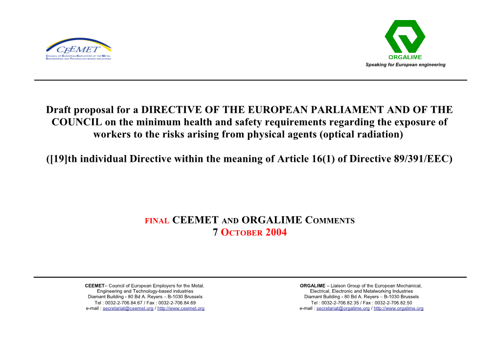 19 Th Individual Directive Within the Meaning of Article 16(1) of Directive 89/391/EEC