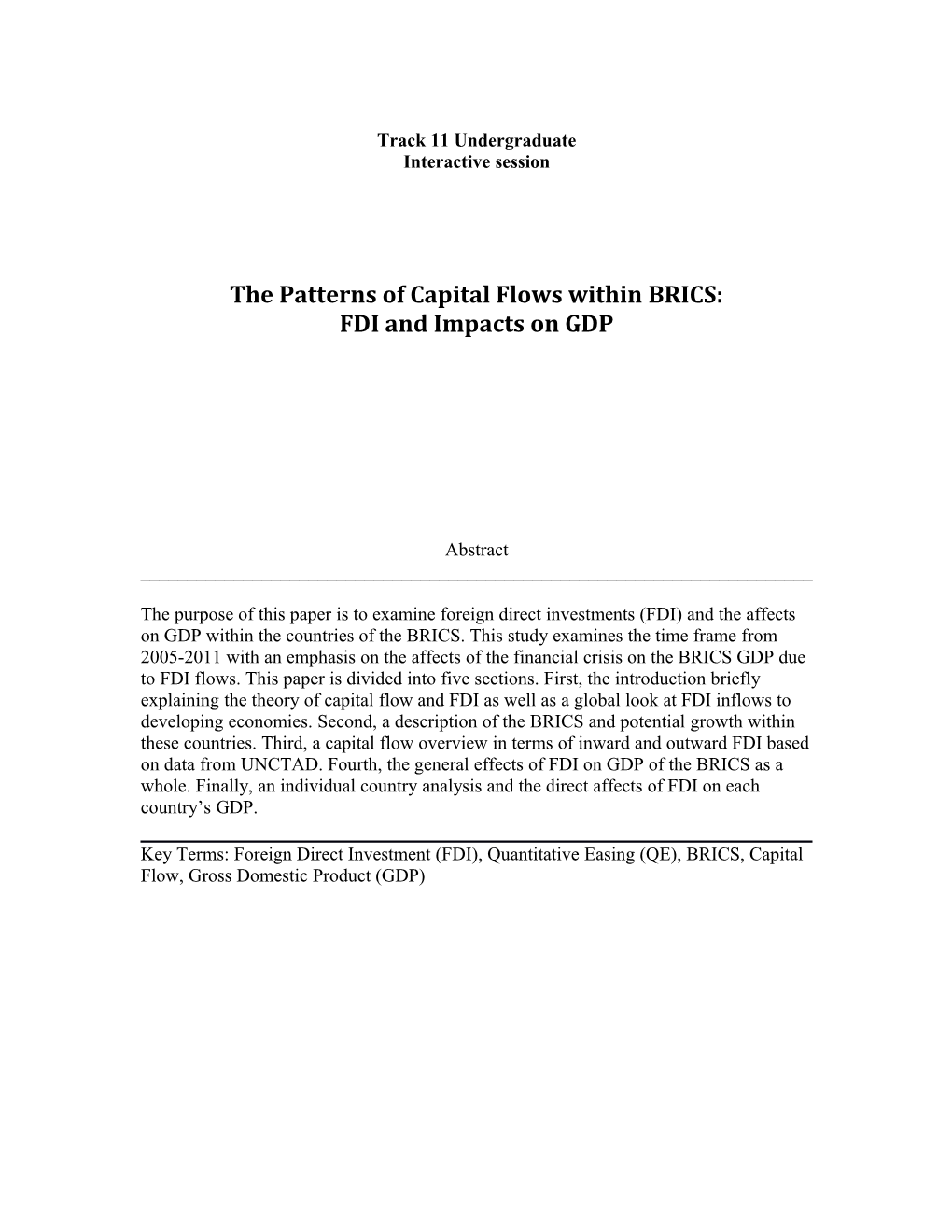 The Patterns of Capital Flows Within BRICS