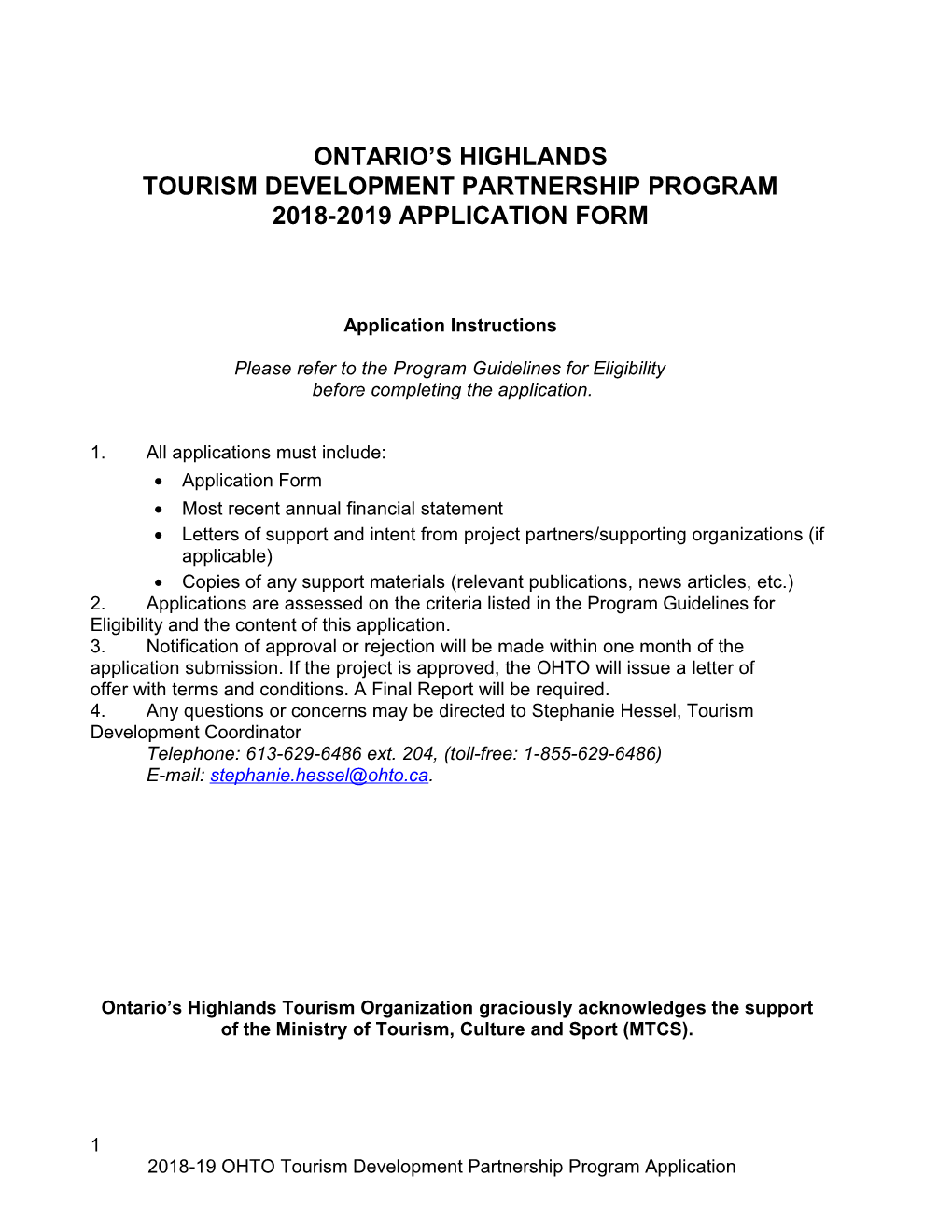 Tourism Development Partnership Program