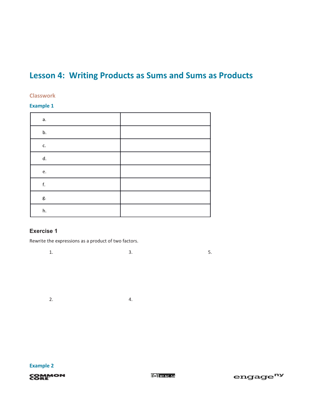 Lesson 4: Writing Products As Sumsand Sums As Products