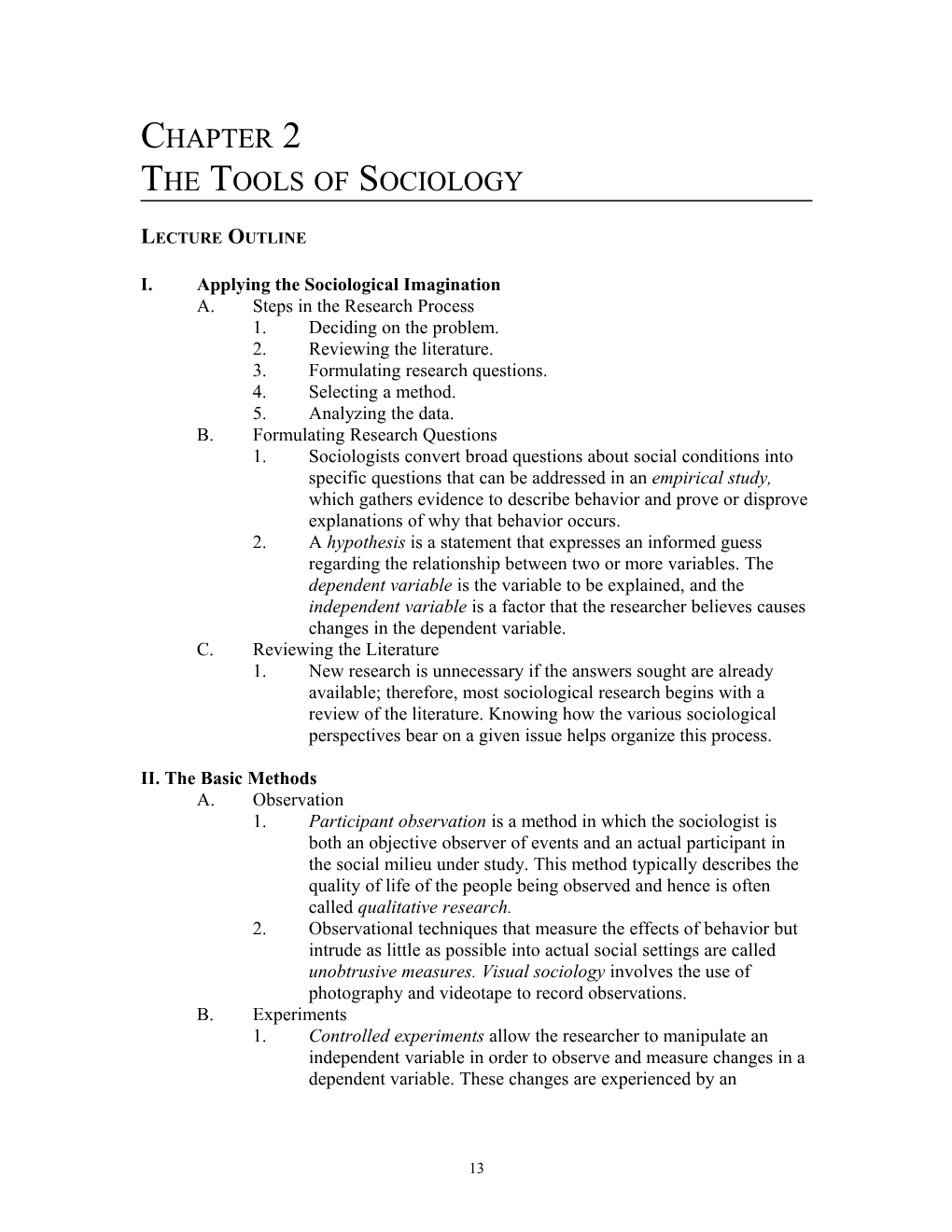 CHAPTER 2 the Tools of Sociology