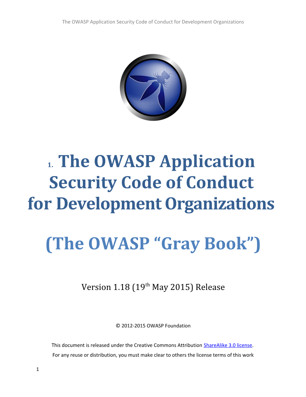 The OWASP Application Security Code of Conduct for Development Organizations