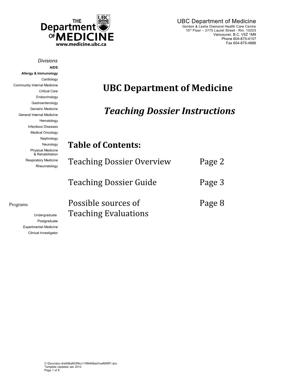 UBC Department of Medicine