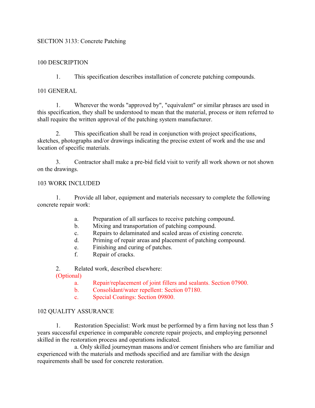 SECTION 3133: Concrete Patching