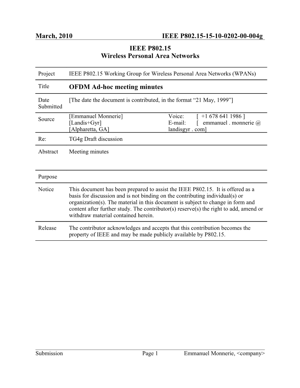 OFDM Ad-Hoc Meeting Minutes