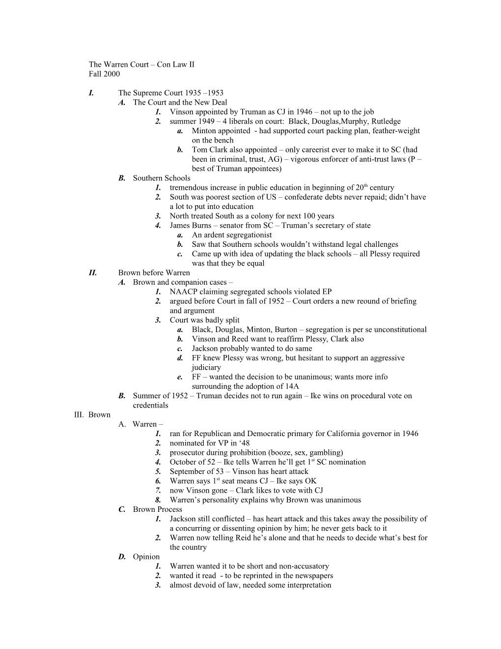 The Warren Court Con Law II