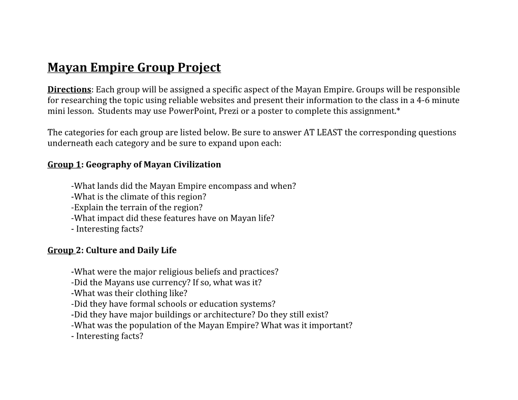 Mayan Empire Group Project