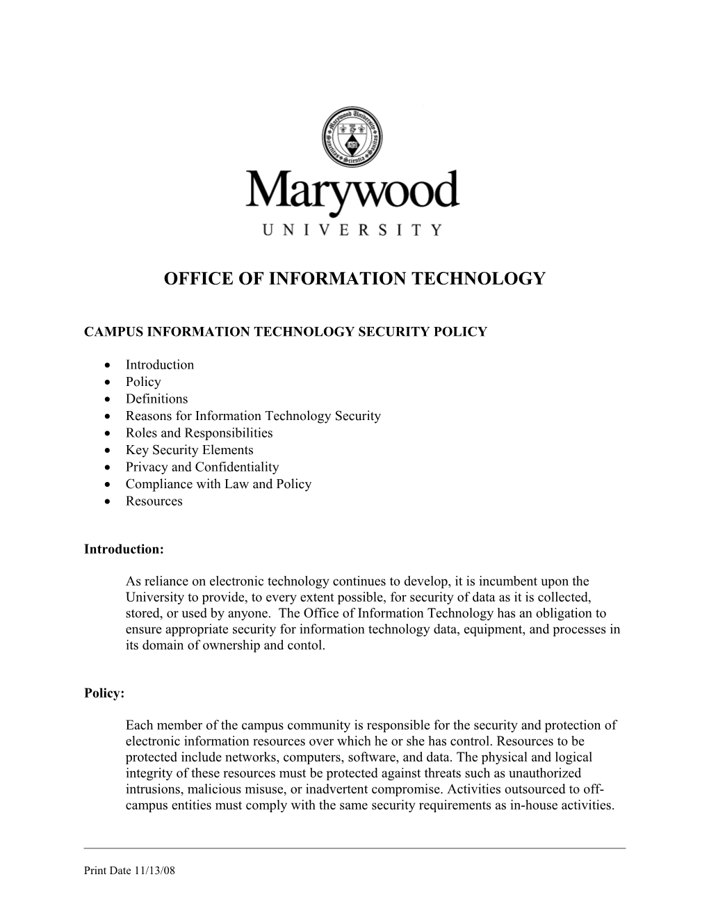 Information Technology Security Policypage 1