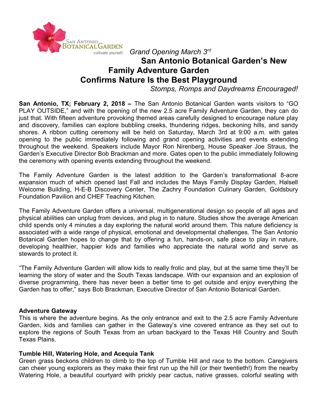 San Antonio Botanical Garden S New Family Adventure Garden