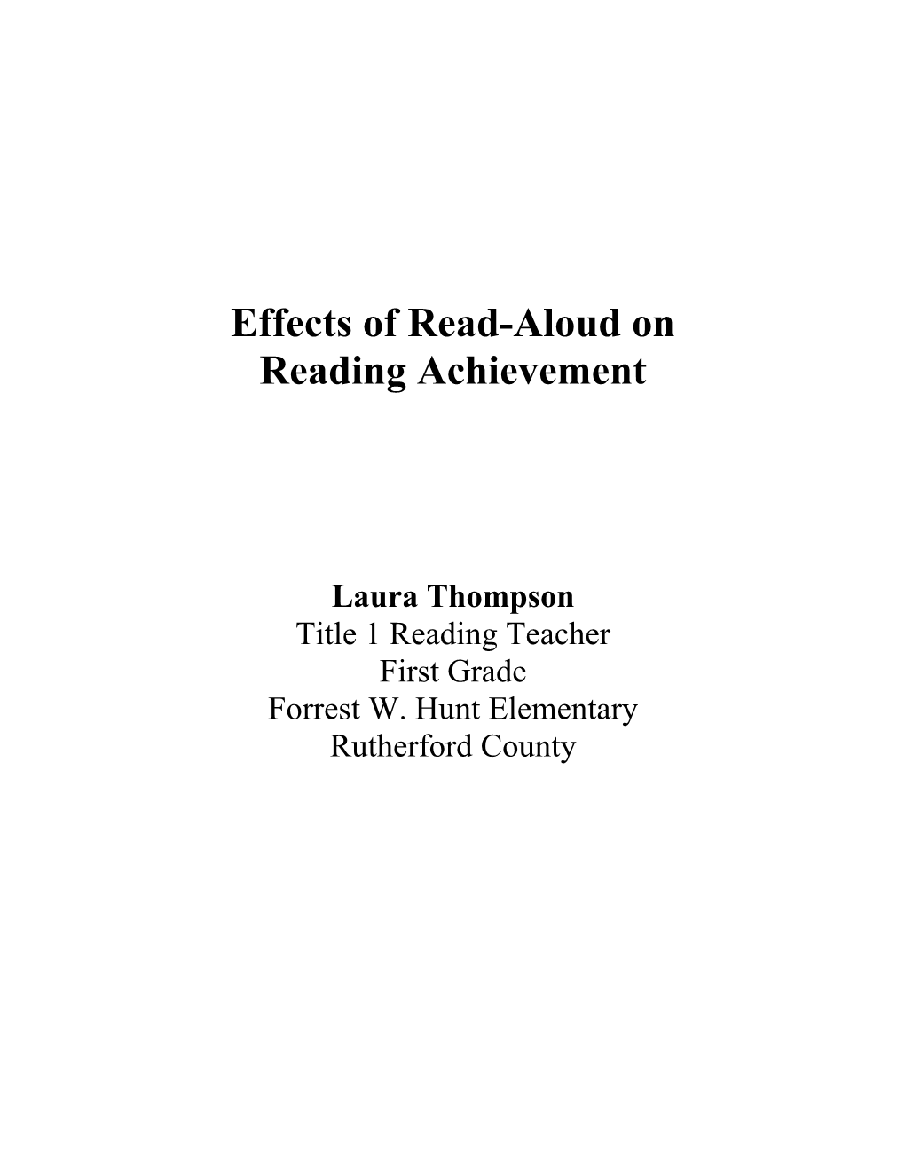 Effects of Read-Aloud On