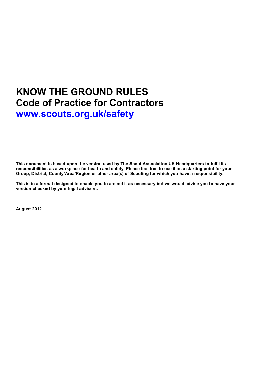 Code of Practice for Contractors