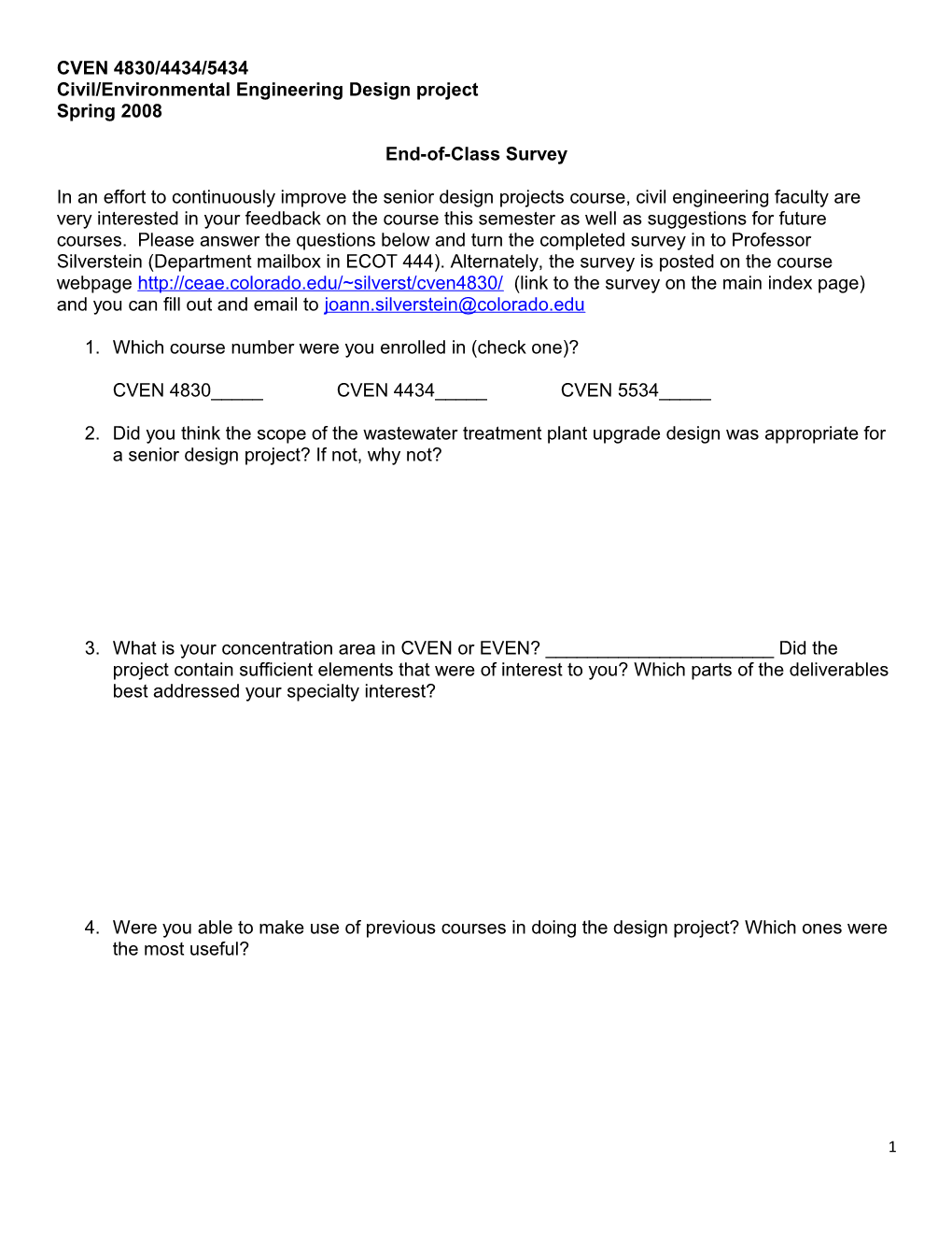 Civil/Environmental Engineering Design Project