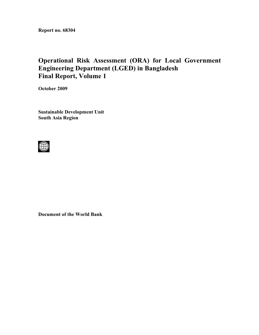 Operational Risk Assessment of Roads and Highways Investment
