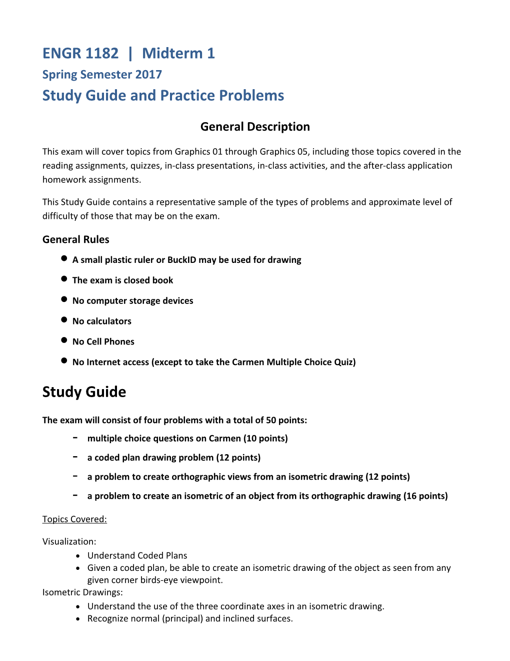 Study Guide and Practice Problems