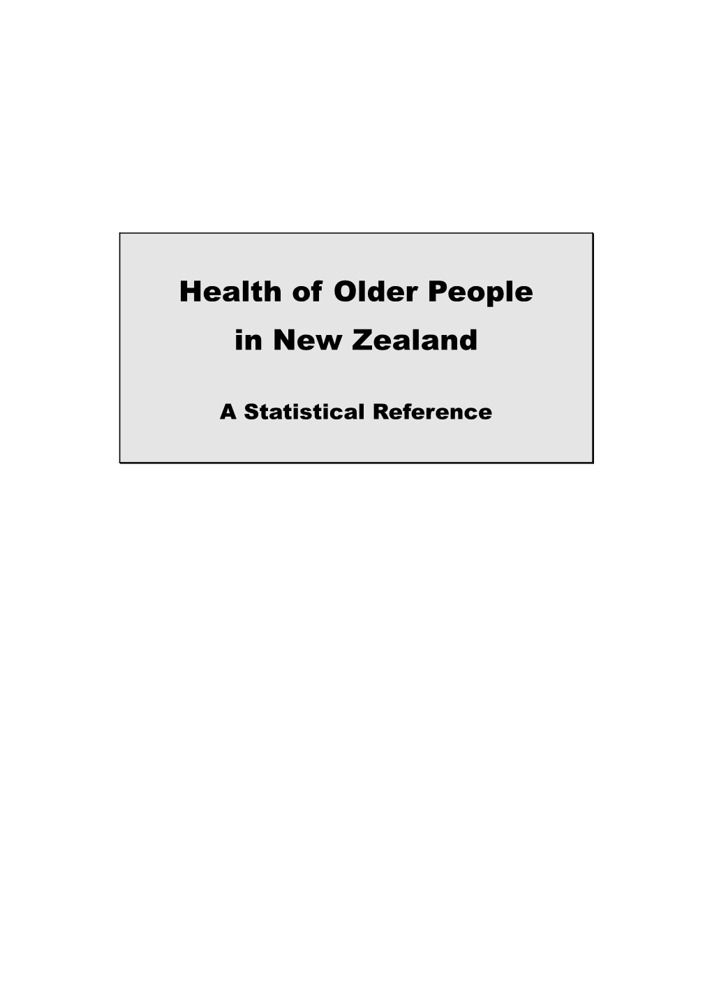 Health of Older People in New Zealand