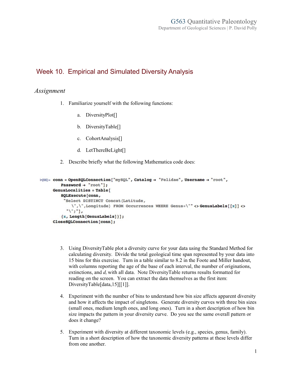 Week 10. Empirical and Simulated Diversity Analysis