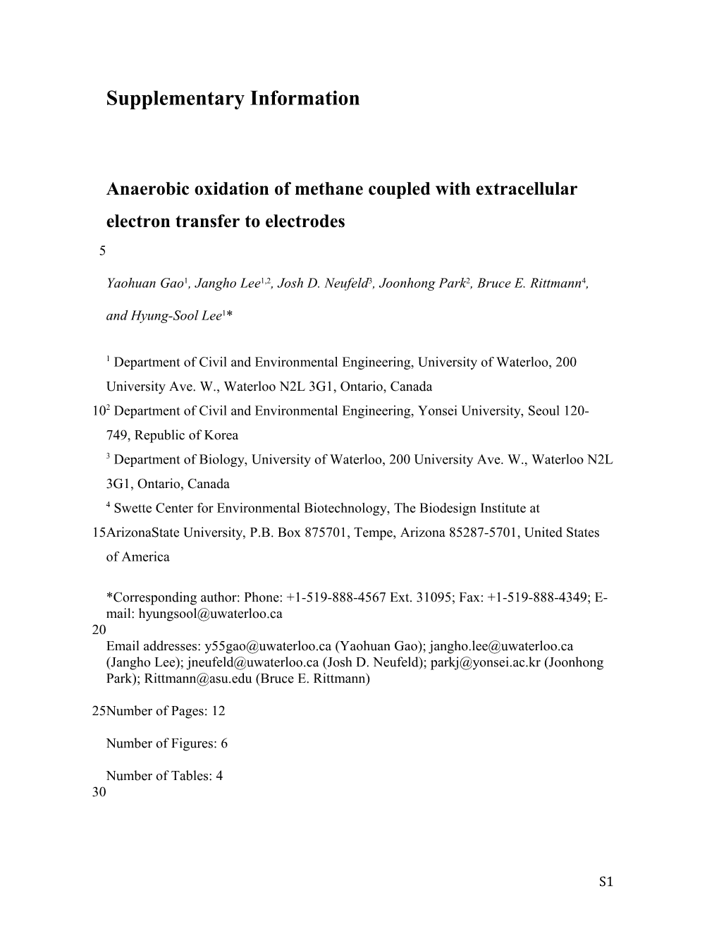 Anaerobic Oxidation of Methane Coupled with Extracellular Electron Transfer to Electrodes