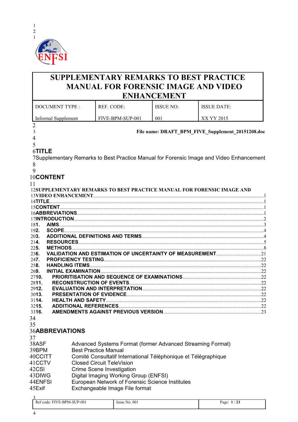 File Name: DRAFT BPM FIVE Supplement 20151208