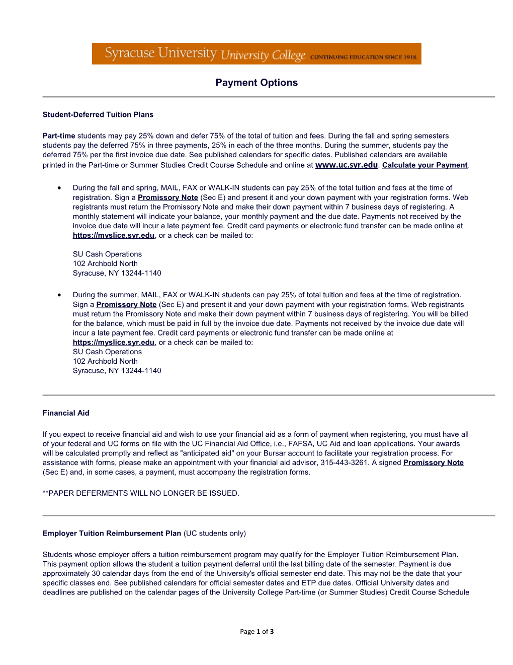 Student-Deferred Tuition Plans