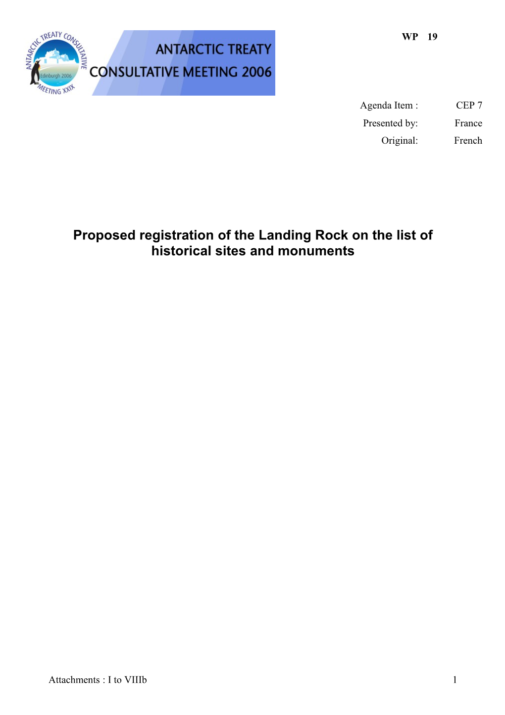 Proposed Registration of the Landing Rock on the List of Historical Sites and Monuments
