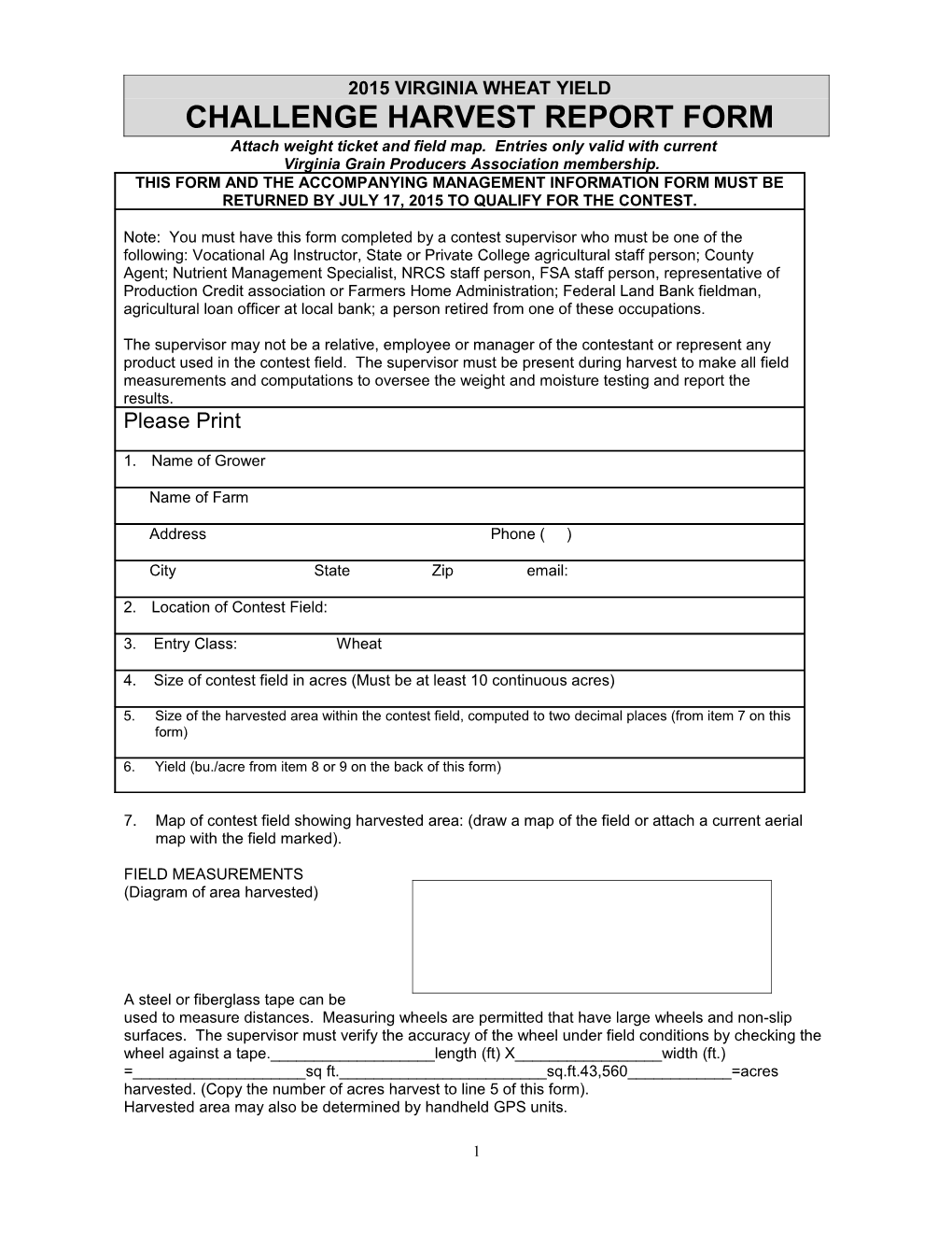 2001 Virginia Wheat and Barley Yield Challenge Contest Rules