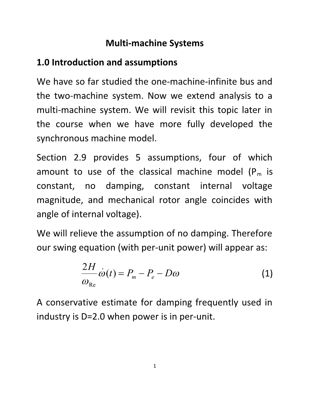 Multi-Machine Systems