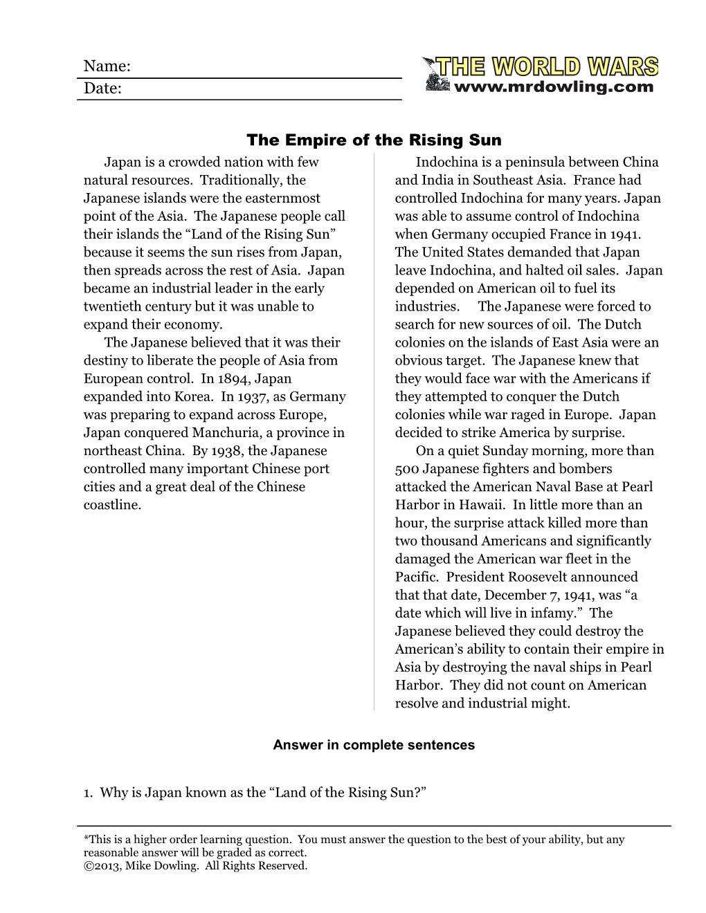 The Empire of the Rising Sun