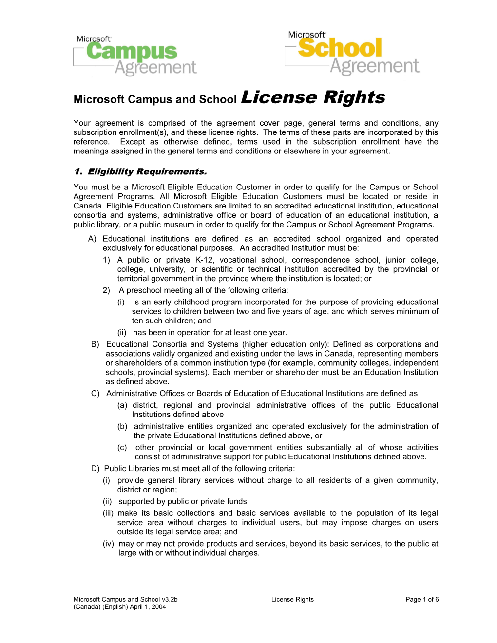 Microsoft Campus and School License Rights