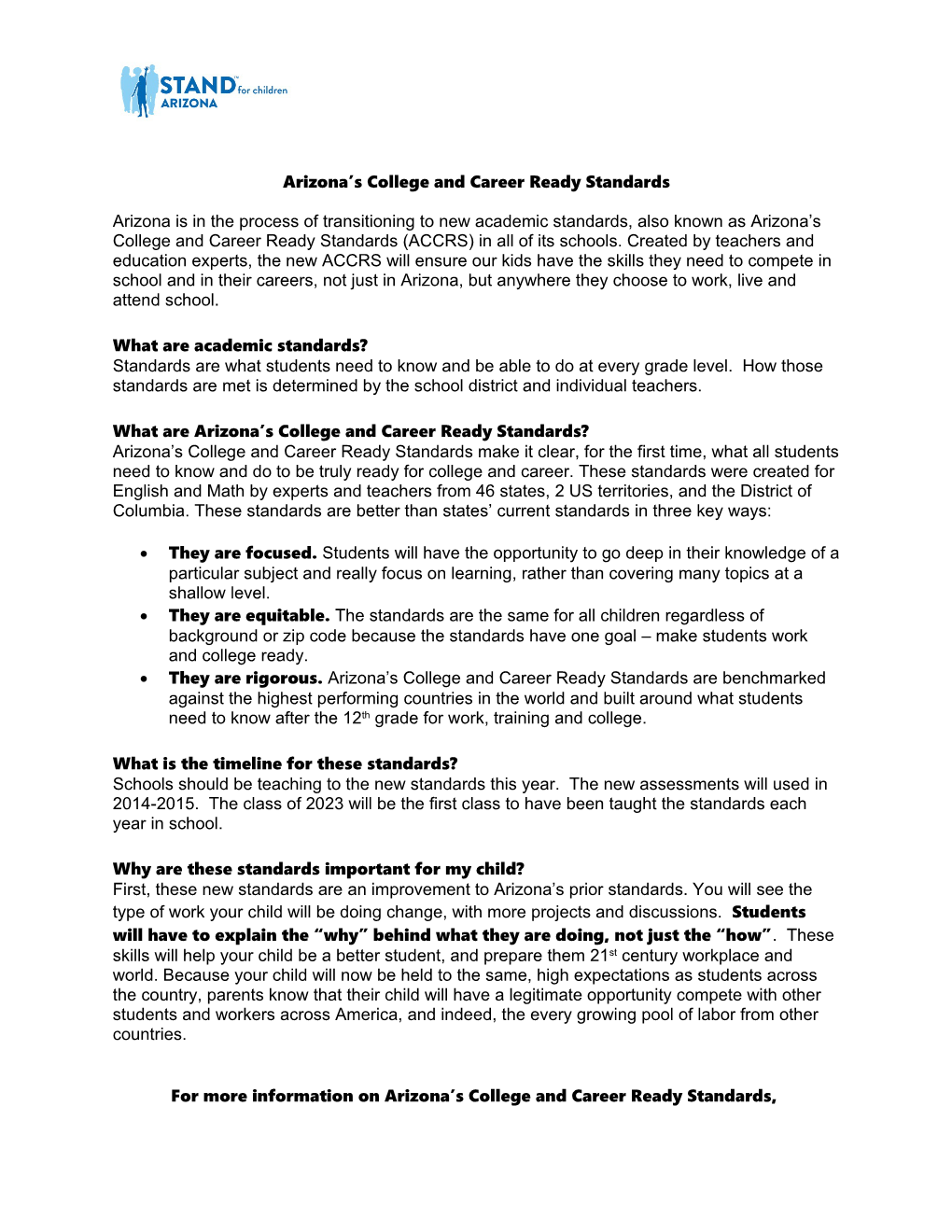Arizona S College and Career Ready Standards