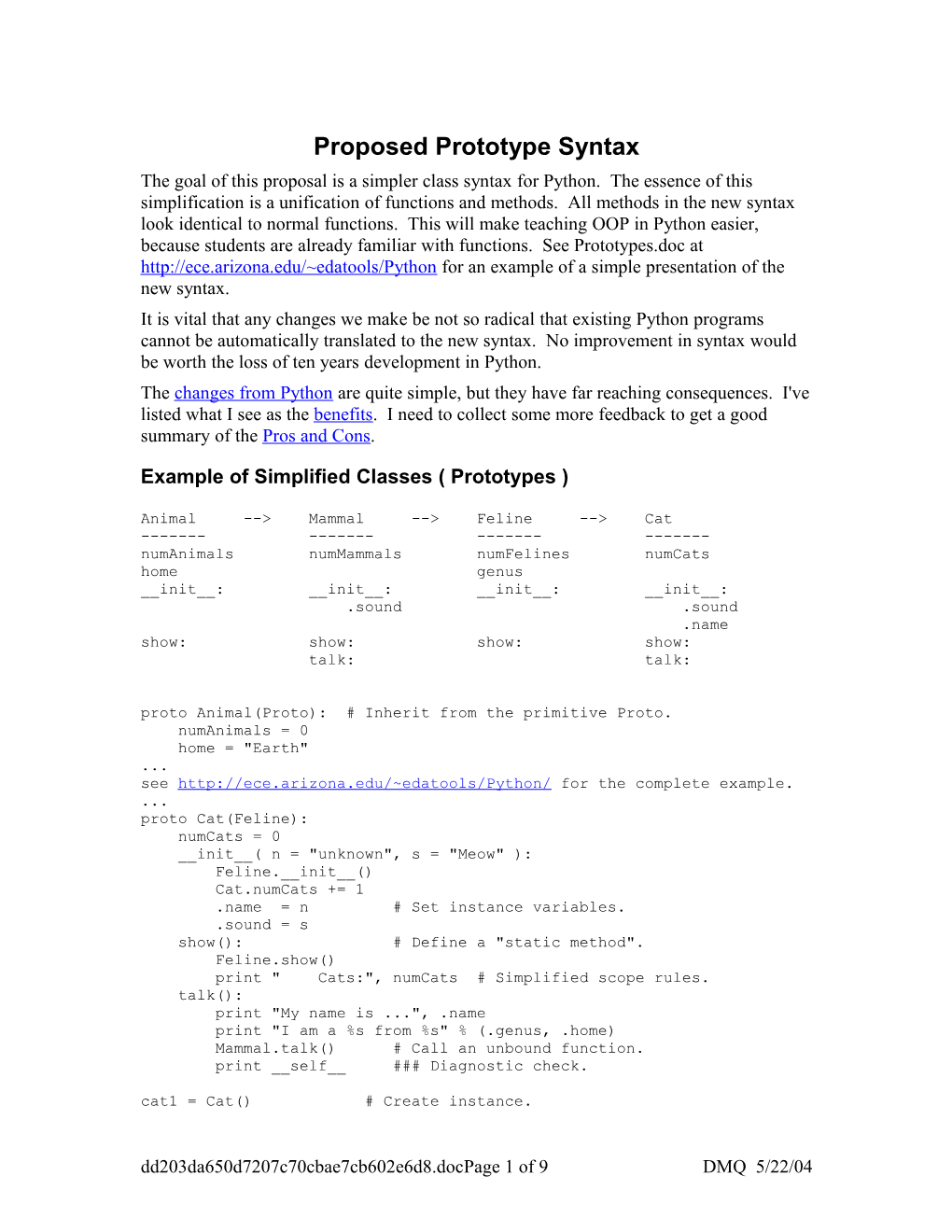 Proposed Prototype Syntax