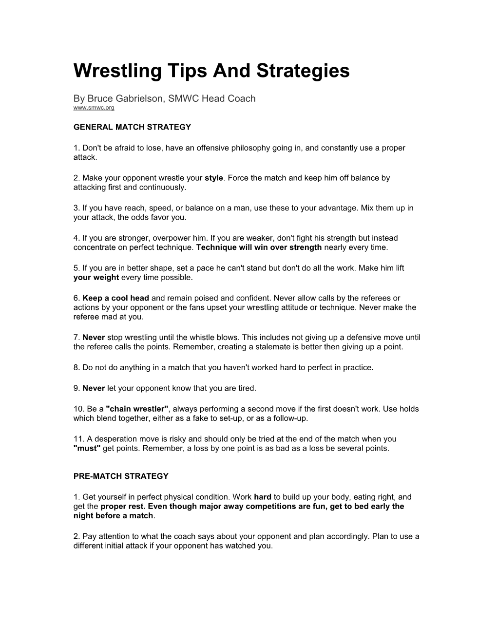 Wrestling Tips and Strategies