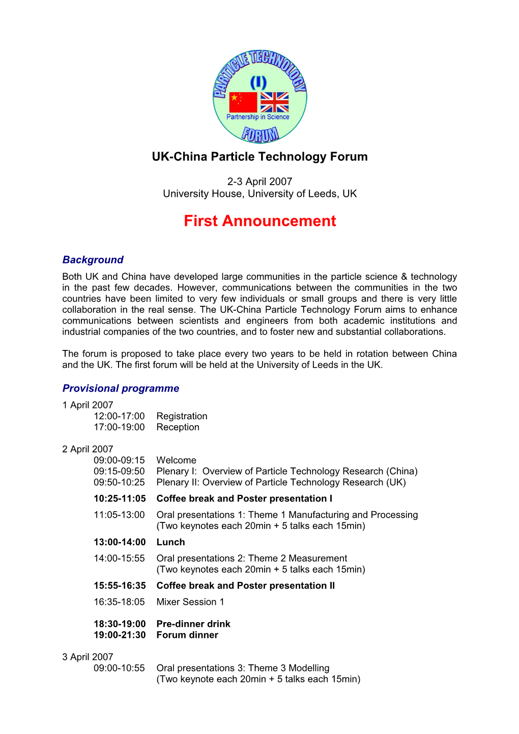 UK-China Particle Technology Forum