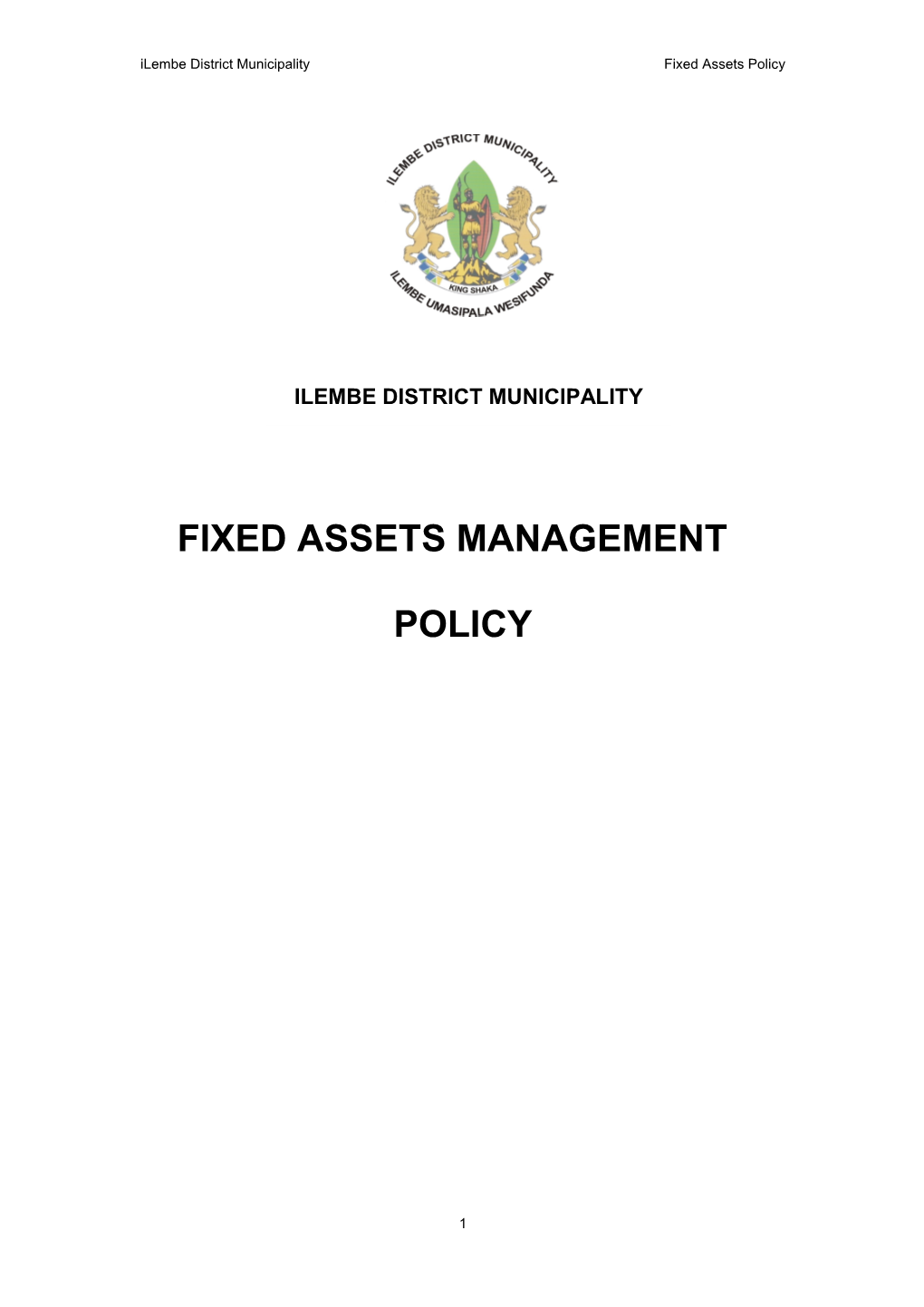 Ilembe District Municipality Fixed Assets Policy