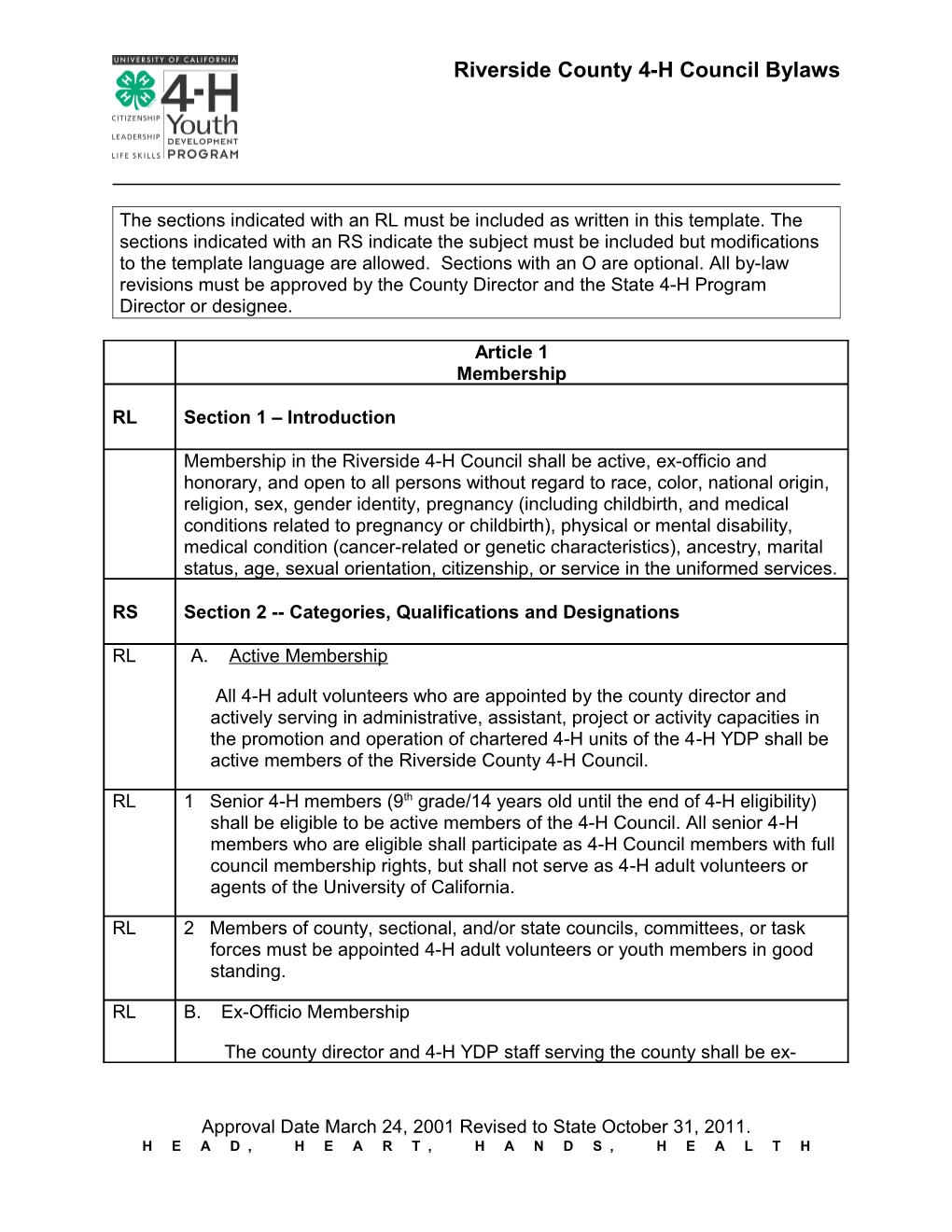 Riversidecounty 4-H Council Bylaws