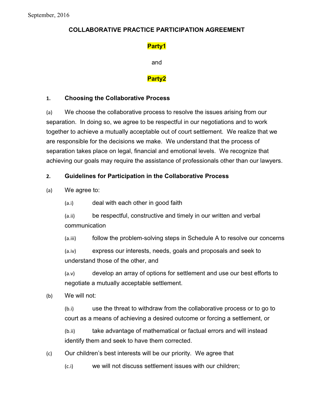 Collaborative Practiceparticipation Agreement