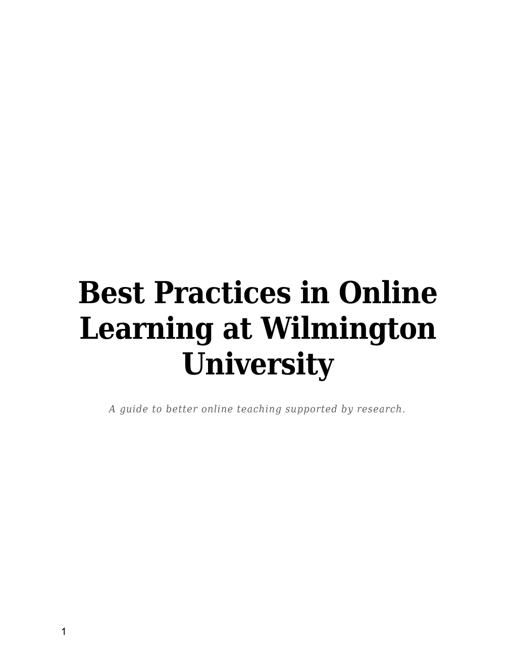 Best Practices in Online Learning at Wilmington University