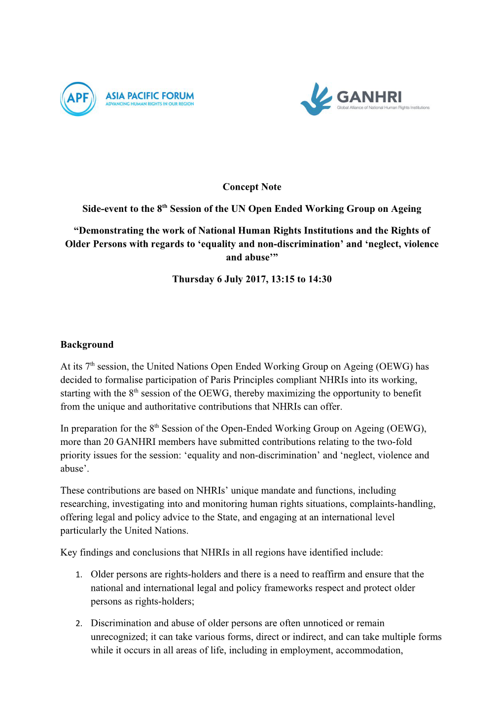 Side-Event to the 8Th Session of the UN Open Ended Working Group on Ageing